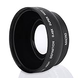 Dpofirs 52 mm 0,45-Fach Weitwinkelobjektiv für Kameras, universelles optisches Glasobjektiv für Digitalkameras mit einem Ziel, Konvertierungsrahmenobjektiv, Fotozubehör, Schwarze Farb