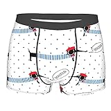 Herren Boxershorts,Französische Art Hunde, die Bonjour nahtloses Muster auf Tupfe,Herrenunterwäsche Performance atmungsaktiv mit weichem Stoff und elastischen Gürteltaschen,Boxershorts für Herren 2XL