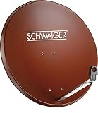 SCHWAIGER -203- Satellitenschüssel, Sat Antenne mit LNB Tragarm und Masthalterung, Sat-Schüssel aus Aluminium, 75 x 85