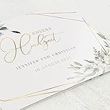 sendmoments Einladungskarten Hochzeit, Tender Florals, C6 Klappkarten-Set, 5 Karten, mit Gold Veredelung, Hochzeitseinladung personalisierbar mit eigenem Text & Foto, optional mit passenden Umschläg