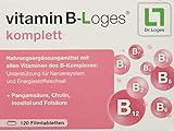 vitamin B-Loges® komplett Nahrungsergänzung - 120 Tabletten, Komplex aus allen B-Vitaminen und Vitaminoiden, Vitamin B1 B2 B3 B5 B6 B7 für Nerven und Energiestoffw