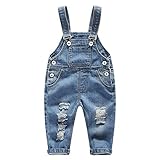 YASSON Baby Kleinkind Denim Overall Latzhose Jeans Hose mit Hasenträger Denimhose für Junge Mädchen,Knopf-Haken und verstellbar,mit 4 Taschen blau 12-18 M