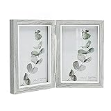 Afuly 10x15 Bilderrahmen Grau Weiß Doppelt Holz für 2 Bilder Collage Moderne Shabby Deko Family Haustier Geschenk