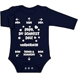 Shirtgeil Papa Du Schaffst Das - Witziges Strampler Motiv für Väter Baby Langarm Body 3-6 Monate Marineb