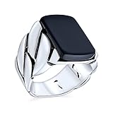 Biker Urban Classic Geflochtenes Kabel Weizen Wide Glied Kettenband Heavy Solid Black Onyx Edelsteine Rechteck Große Aussage Siegel Ring für Männer .925 Sterling Silber Handgefertigt In der Türk