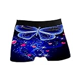 Herren Boxershorts Slip Trunks Blau Schmetterling Liebe Herz Fitted Unterwäsche Stretch Atmungsaktive Geschenke für Männer, einfarbig, L