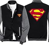 Varsity Jacken, Superman Baseball Jacke Varsity Herren Slim Fit Bomber Baseball Mantel Letterman Jack