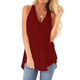 Frauen Chiffon Formal Tops V-Ausschnitt ärmellos Solide Chiffon Casual Loose Tank Top Flowy Sommer Top Geburtstagsfeier Geschenke für Frauen, rot, XXXXXL