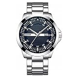 CZFSKCZ Klassische Herren Automatik Business Dress Armbanduhren, Edelstahl Analoge wasserdichte Uhren für Herren, Selbstaufzug, Leuchtendes Zifferblatt, Business Style,Silb