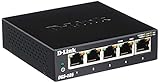 D-Link DGS-105 5-Port Layer2 Gigabit Switch (bis zu 2000 Mbit/s Datenübertragung pro Port, einfache Plug & Play-Installation, energiesparende Funktionen, lüfterlos, Metallgehäuse) schw