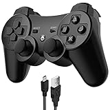 JAMSWALL Wireless Controller für PS3, Bluetooth Game Controller für Playstation 3 Double Shock 6-Achsen Rechargable Remote Controller Gamepad Joystick mit Ladekabel für PS3