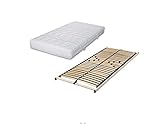 MALIE Set Polar H3 5-Zonen Tonnentaschenfederkernmatratze in 140 x 200 cm Plus Lattenrost Olymp in 140 x 200 cm | fertig montiert und sofort lieferb