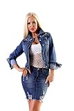 OSAB-Fashion 10459 Damen Damen Jeansjacke Jeans Jacke Stretch Denim Perlen Glitzer Übergröß