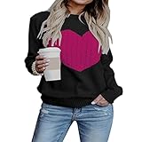 ZYUD Pullover Damen Causal Pullover Strickpullover Langarm Lose Pulli Oberteile Damen Strickpullover Casual Pullover Warm Oberteil Tops Streifen Sweater Elegant Herbst Winter Sw