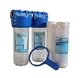 Planet-Aqua 2 Stufen Wasserfilter Gehäuse Set 10 Zoll 3/4' IG inkl Eisenfilter Sedimentfilter Filtergehäuse Schmutzfilter Filteranlage unmontiert gegen Eisen Gerüche S