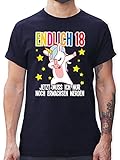 Geburtstagsgeschenk Geburtstag - Endlich 18 - jetzt muss ich nur noch erwachsen Werden Einhorn Dab - L - Navy Blau - Einhorn - L190 - Tshirt Herren und Männer T-S