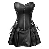 Korsett Damen Steampunk Vollbrust Corsagen Kleid Spitze Gothic Kostüm Retro Halloween Pirat Vintage Korsage Bustier Mit Reißverschluss Sexy Brokatmuster Top Stahlstäbchen Weste Frauen Stäbchen M