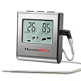 ThermoPro TP16 Digitales Bratenthermometer Ofenthermometer Fleischthermometer Grillthermometer Küchen Thermometer mit Timer für BBQ, Grill, Smok