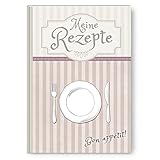 LifeDesign Rezeptbuch zum Selberschreiben DIN A5, Hardcover, Stabile Fadenbindung, mit Inhaltsverzeichnis und Register, 120 Seiten, Rezepte Buch selbst schreiben, Kochbuch selbst g