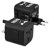 kwmobile Universal Reiseadapter für 150 Länder - Stromadapter Stecker für Europa UK Australien USA - Weltreise Reisestecker - Don't Touch Desig