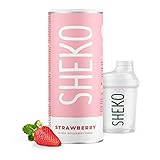 SHEKO Diätshake zum Abnehmen | Erdbeer Protein Pulver | 25 Portionen Mahlzeit Ersatz inkl. Shak