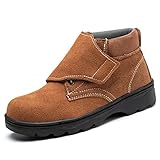 fayengan Sicherheitsschuhe Arbeitsschuhe Herren Leicht Sportlich Atmungsaktiv Mit Stahlkappe (Color : Brown, Size : 46 EU)