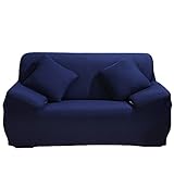 ele ELEOPTION Sofa Überwürfe Sofabezug Stretch elastische Sofahusse Sofa Abdeckung in Verschiedene Größe und Farbe Herstellergröße 95-140cm (Dunkelblau, 2 Sitzer für Sofalänge 130-170cm)