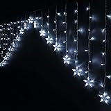Lolahome Lichtervorhang mit 8 Funktionen, 215 Lichter, innen und außen, 300 cm, Weiß