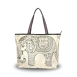 JSTEL Damen-Handtasche mit Henkel und Elefantenmuster, mehrfarbig, Larg