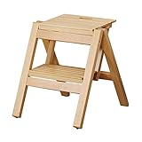 Klapptrittschemel Multifunktions-Haushalts Treppen Hocker Innen Holz Blume Regalleiter Hocker (Size : Wood Color)