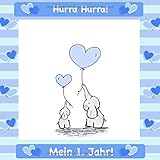 Hurra Hurra! Mein 1. Jahr!: Gästebuch mit Fragen zum 1. Geburtstag I Persönliche Worte für Babys erste Party I Elefanten Design I für 50 Gäste I ... I Softcover I Geschenkidee für das Patenk