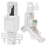 4X RJ45 Cat 6a Netzwerkstecker mit vergoldeten Kontakten cat.6a LAN Crimpstecker Gigabit Connector für Patchkabel, Verlegekabel CAT7 CAT6A CAT6 Kompatibel Werkzeugfrei Werkzeuglos DSL Stecker UT