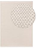 Benuta Wollteppich Rocco Weiß 70x140 cm Kurzflor Flachgewebe für Wohnzimmer, Schlafzimmer, E