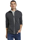 TOM TAILOR Herren Basic Sweatjacke, Grau (11086-Dark Grey Melange), M