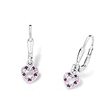 Prinzessin Lillifee Ohrhänger 925 Sterling Silber Mädchen Kinder Ohrschmuck, mit Zirkonia synth., 2,1 cm, Rosa, Herz, Kommt in Schmuck Geschenk Box, 9082650