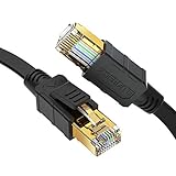 SPEEDSPORTING 1m Cat 8 Netzwerkkabel Ethernet-Kabel Hochgeschwindigkeit 40Gbps 2000MHz SSTP CAT8 Flaches Patchkabel RJ45 Gigabit Internet LAN Kabel für Modem, Router, Gaming, Xbox, PC