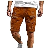 MILAX Herren Jeans Shorts Kurze Hose Denim Bermuda Stretch Capri Basic Mit Löchern Zerrissen Jeans Vintage Zerrissen Destroyed J