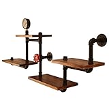 LAXF-Wand Regale Schweberegal Wandregal Wandregal Metall Eise Holz Cube Regal Wand hängende Schindel als Bücherrega Dekoration Design LOFT Vintage Industrial Style schwimmendes Regal Küchenreg