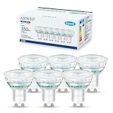 ANWIO GU10 LED-Leuchtmittel 5.5W, 2700K Warmweiss Licht Reflektor 550LM, Ersatz für 75W Halogen-Strahler, Glas Synthetisch, Nicht Dimmbar, 6er Pack