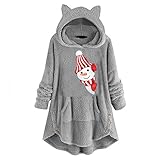 Hoodie Damen Kapuzenpullover Teddy-Fleece Pullover Herbst Winter Warm Oberteil Langarm Einfarbig Casual Sweatshirt,Teenager Mädchen Hoodie Mode Flauschig Langarmshirt Sweatshirt Tops mit Bären O