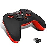 SPIRIT OF GAMER - XGP Xtrem Controller Schwarz und Rot - Wireless - LED - Turbo - Wiederaufladbar über USB - Autonomie 12 Stunden - Rapid Fire - PC