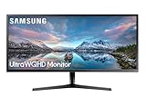 Samsung Ultra WQHD Monitor S34J552WQR, 34 Zoll, VA-Panel, UWQHD-Auflösung, 21:9 Format, AMD FreeSync, Reaktionszeit 4 ms, Bildwiederholrate 60 Hz, Dunkel Blau, G