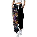 Damen Jogginghose Gedruckt Sporthosen Lange Yoga Hosen Loose Casual Sweatpants Hohe Taile Loose Fit Elastischer Bund Freizeithosen Hohe Trainingsanzug Hosen Sweathose mit T