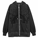 GuliriFe Damen Y2K Sweatshirt Übergroße Schmetterling Grafik Strass Zip Up Hoodies E-Girl Jahre Jahre Grauer Diamant Streetwear Jacke (b1, L)