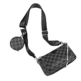 Q&A Mehrzweck Umhängetasche Damen Crossbody-Taschen Multi-Tasche 3-Teilig Geldbörse Reißverschluss Mode Handtaschen mit Münzbeutel für Frauen 3 in 1 PU Leder Tragetaschen (Black-A)