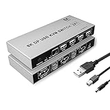 Yeemie DisplayPort KVM Switch 2 Port 8K 60Hz DP Switch DP Switcher Box 2 PC Computer Unterstützung für Tastatur Maus Drucker Monitor Laptop PC Xbox HDTV mit 2xUSB Kabeln 1xSwitch Kabel 1xNetzkab