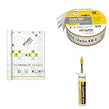 ISOVER Vario Dampfbremssystempaket 1 für 75 m² Fläche:Bestehend aus 1 x Vario KM Duplex UV 1,5 mx50 m, 2x Vario KB1 Klebeband 60 mmx30 m und 6x Vario DoubleFit Klebe-Dichtmasse Kartusche mit 310