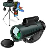 Monokular Fernglas IVSUN 10x42 HD Monokular Teleskop Wasserdicht Handy Fernrohr mit Handy Halterung Stativ für Vogel beobachtung, Wildtier, Camping, Wandern, Ballsp