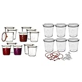 12 189 Stück Weck Sturzform-Glas 0,5l Rundrandglas Einmachglas Einweckglas & Einmachglas 290ml Deckel, Dichtring, Klammern-6 Stück im Set, Glas, Durchsichtig, T