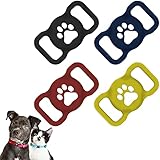 Airtag Hundehalsband Halter, Fineiva Anti-Kau-Schutz-Luft-Tag-Hülle für 0,8-1,2 Zoll Haustier-Halsband, Silikon GPS Hunde-Tracker Kompatibel für Hund Katze Loop, Apple iPhone, Rucksäcke, Gepäck,